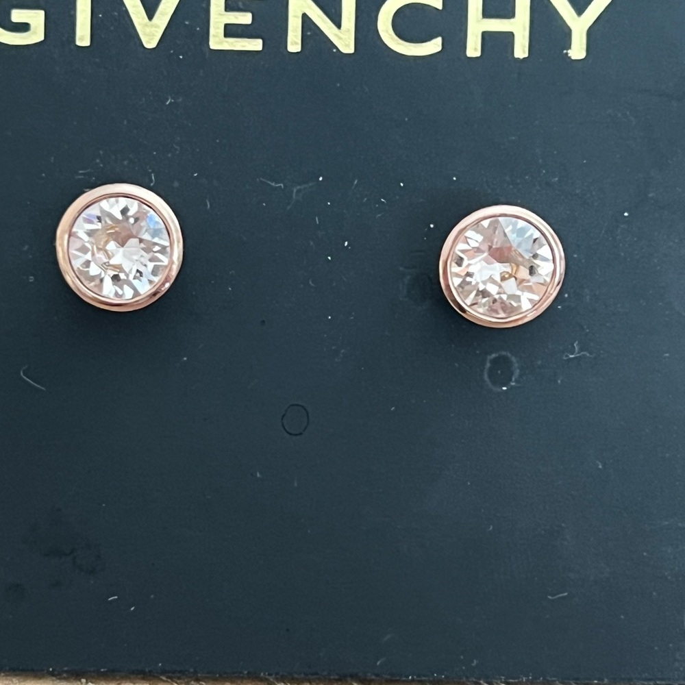 Givenchy Bezel Rose Gold Tone Crystal Stud Earrings
